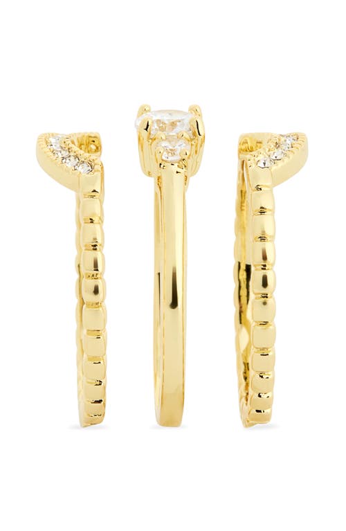 Covet Set Of 3 Cz Nesting Rings In Clear/gold