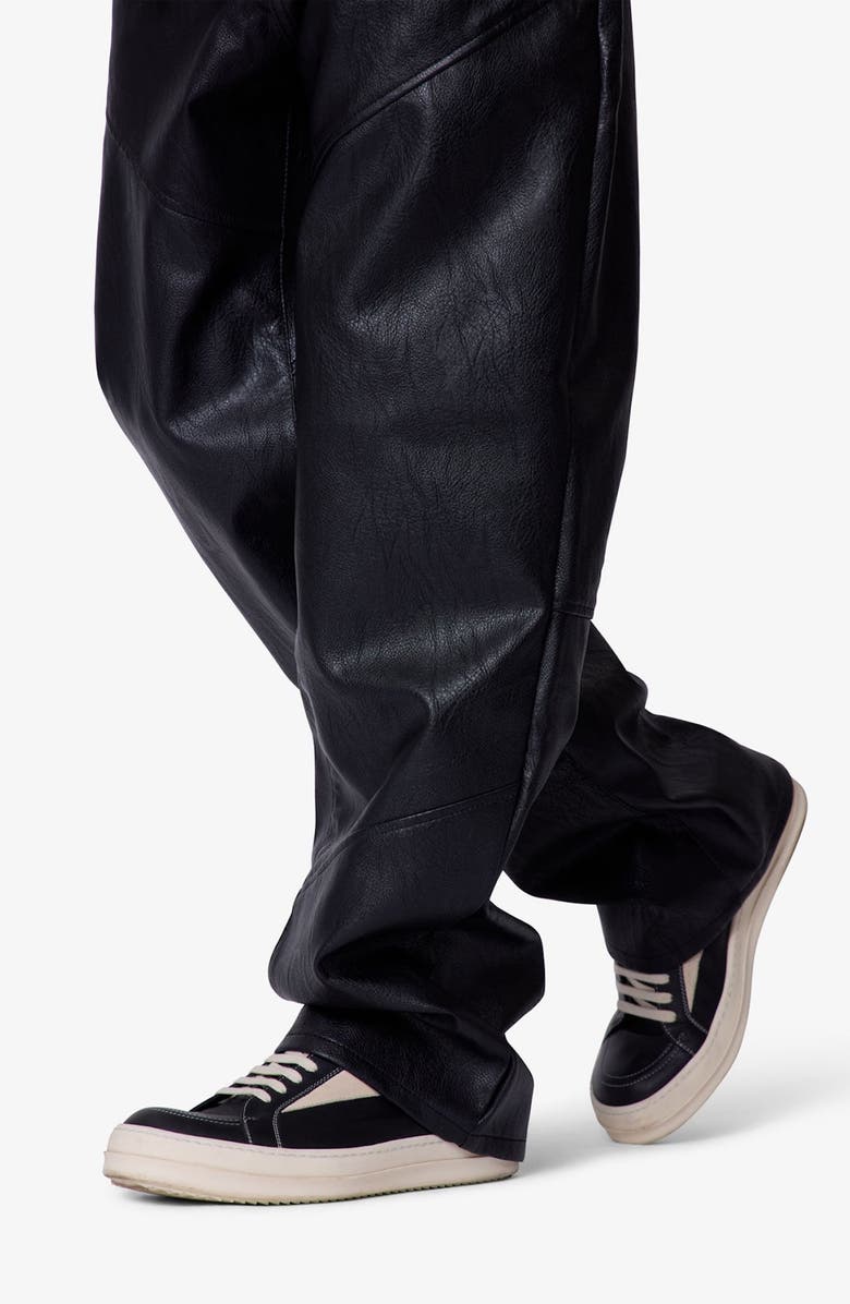 mnml Ultra Baggy Faux Leather Pants, Alternate, color, Black