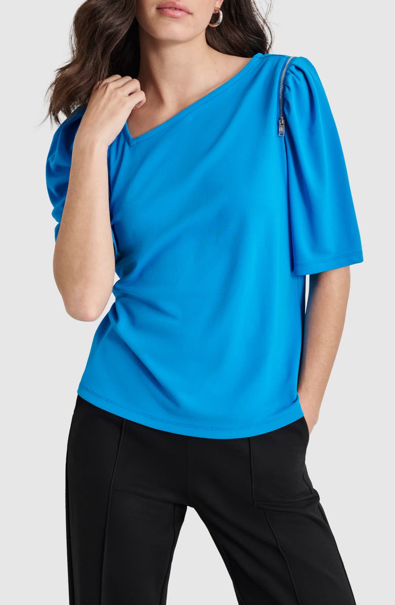 DKNY Asymmetric Neck Covertible Sleeve Top, Main, color, 