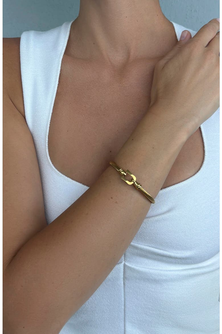 18k Gold Plated Twisted Cuff Bracelet, Alternate, color, GOLD