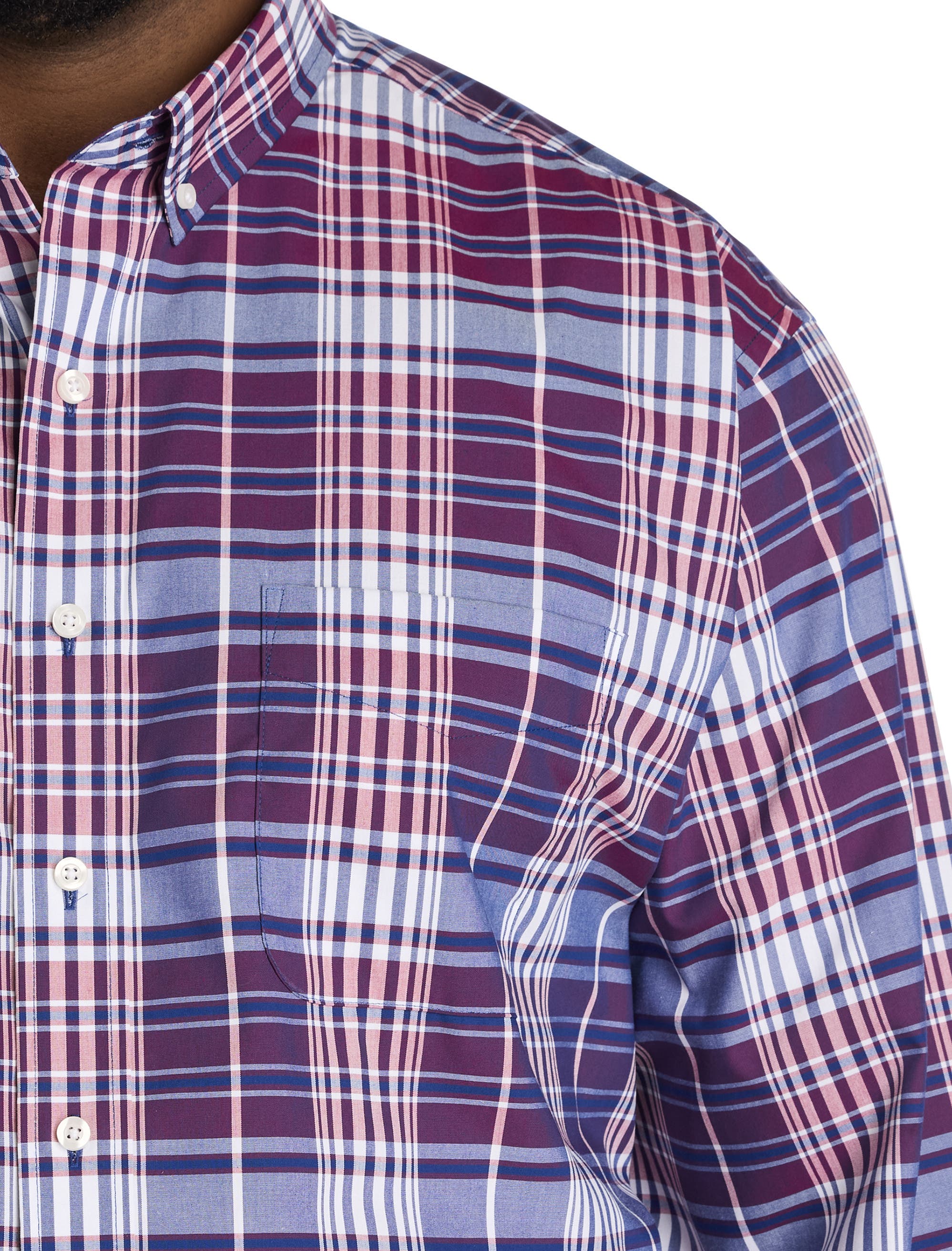 Oak Hill by DXL Big & Tall Large Plaid Performance Sport Shirt (Men ...