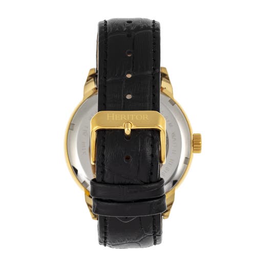 Heritor Automatic Sanford Semi-skeleton Leather-band Watch In Black