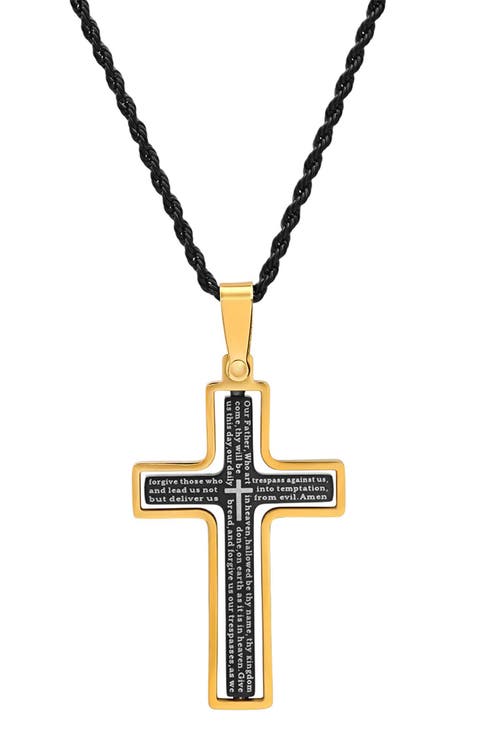 Men's Lord's Prayer Cross Pendant Necklace