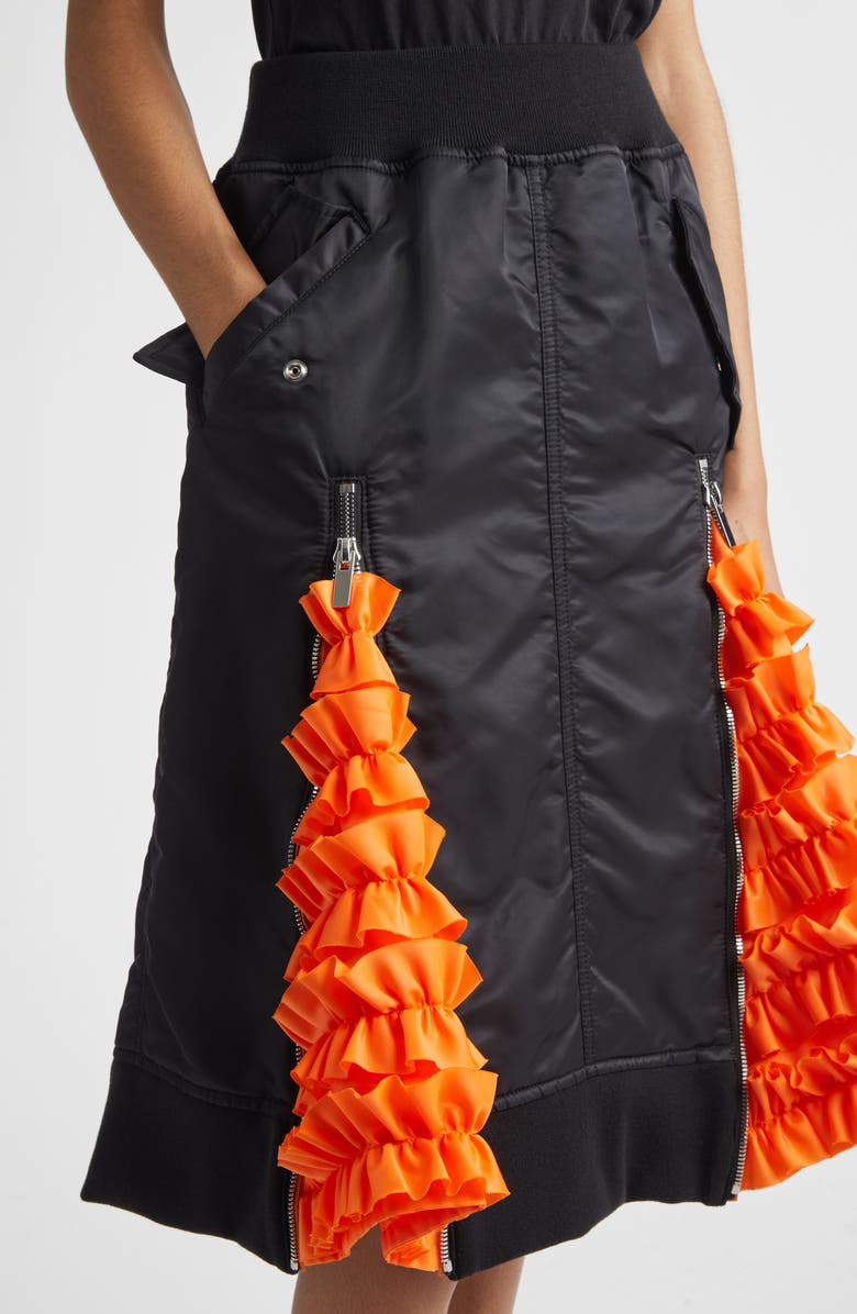 Noir Kei Ninomiya Nylon Twill Skirt, Alternate, color, Black