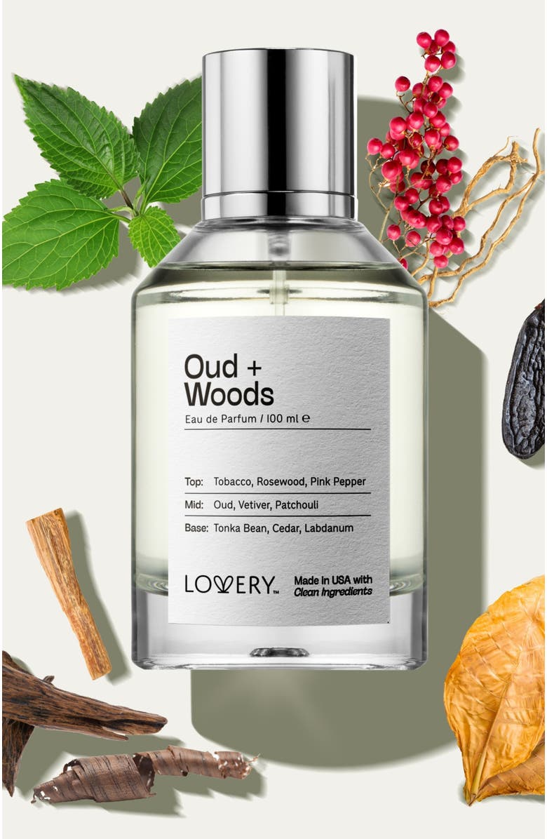 Lovery Oud Woods Eau de Parfum, Made in USA 3.4 oz, Alternate, color, Silver, White, Cream, Black