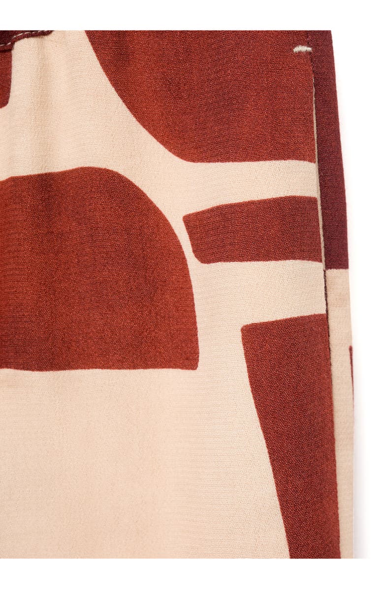 MANGO Geometric Print Wide Leg Drawstring Pants, Alternate, color, Ecru