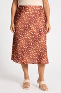 Renee C Bambi Satin Midi Skirt