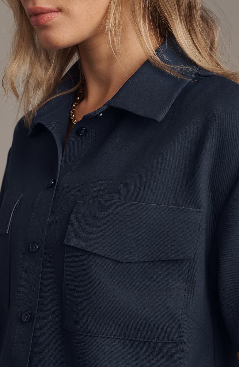 Rhone Horizon Crop Button-Up Shirt, Alternate, color, Navy Blue