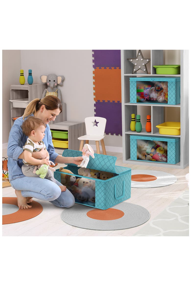 Set of 8 Foldable Storage Bins, Alternate, color, BLUE