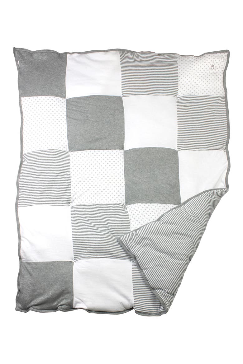 Dottie Bee Reversible Quilt, Main, color, HEATHER GREY