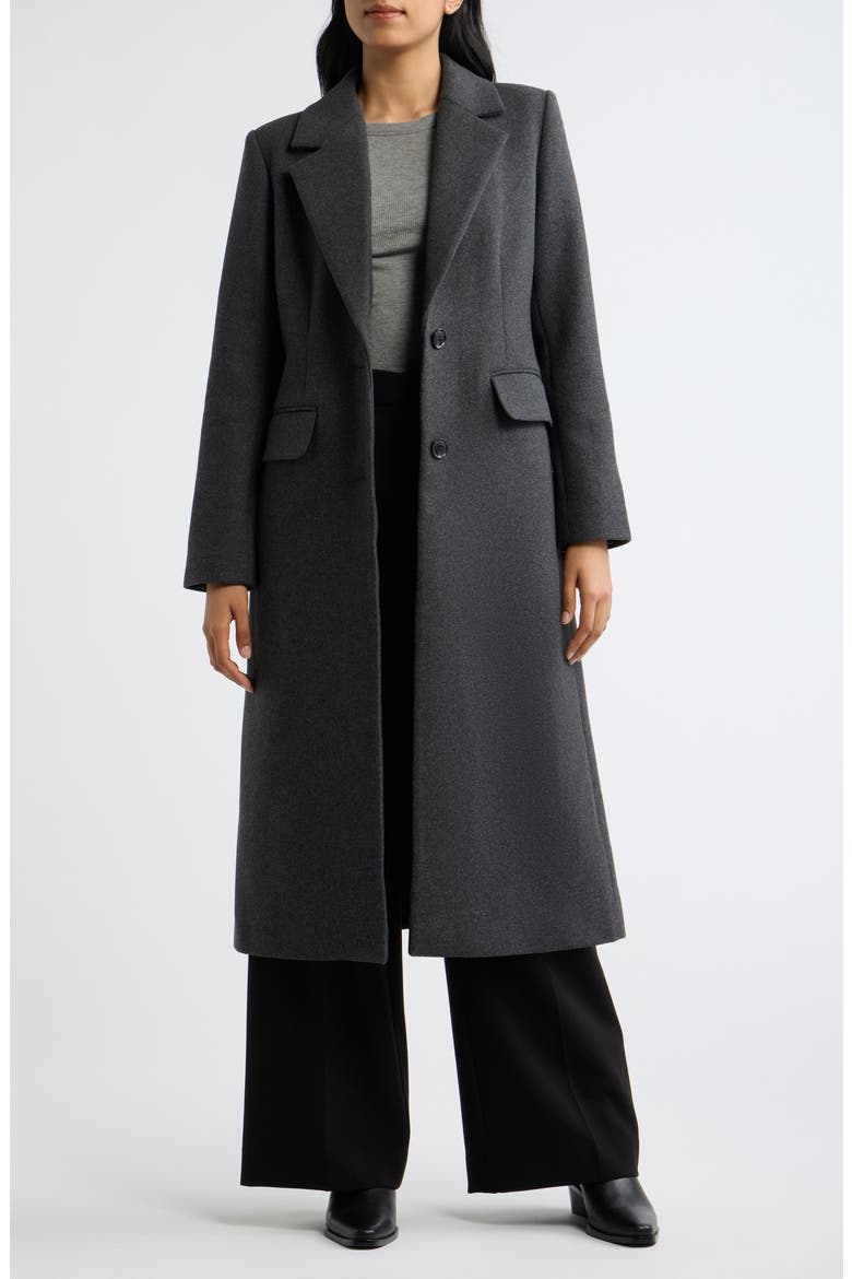 Hooded Longline Coat with Rib Bib, Alternate, color, CHARCOAL
