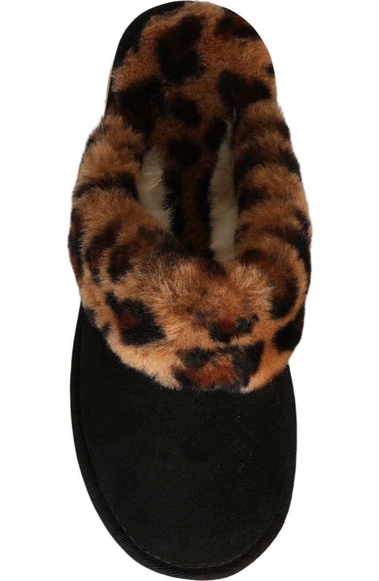 Mykos Genuine Shearling Suede Slipper, Alternate, color, Black/ Leopard