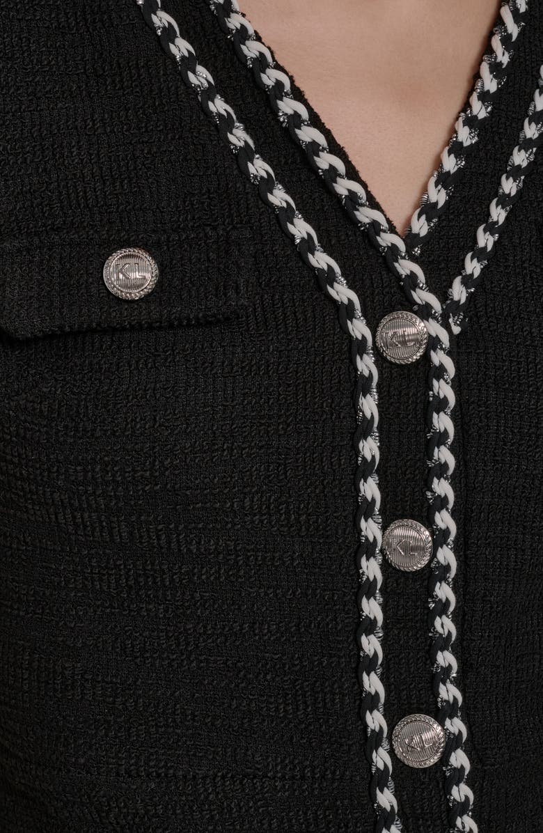 KARL LAGERFELD Braided Trim Tweed Sheath Dress, Alternate, color, 