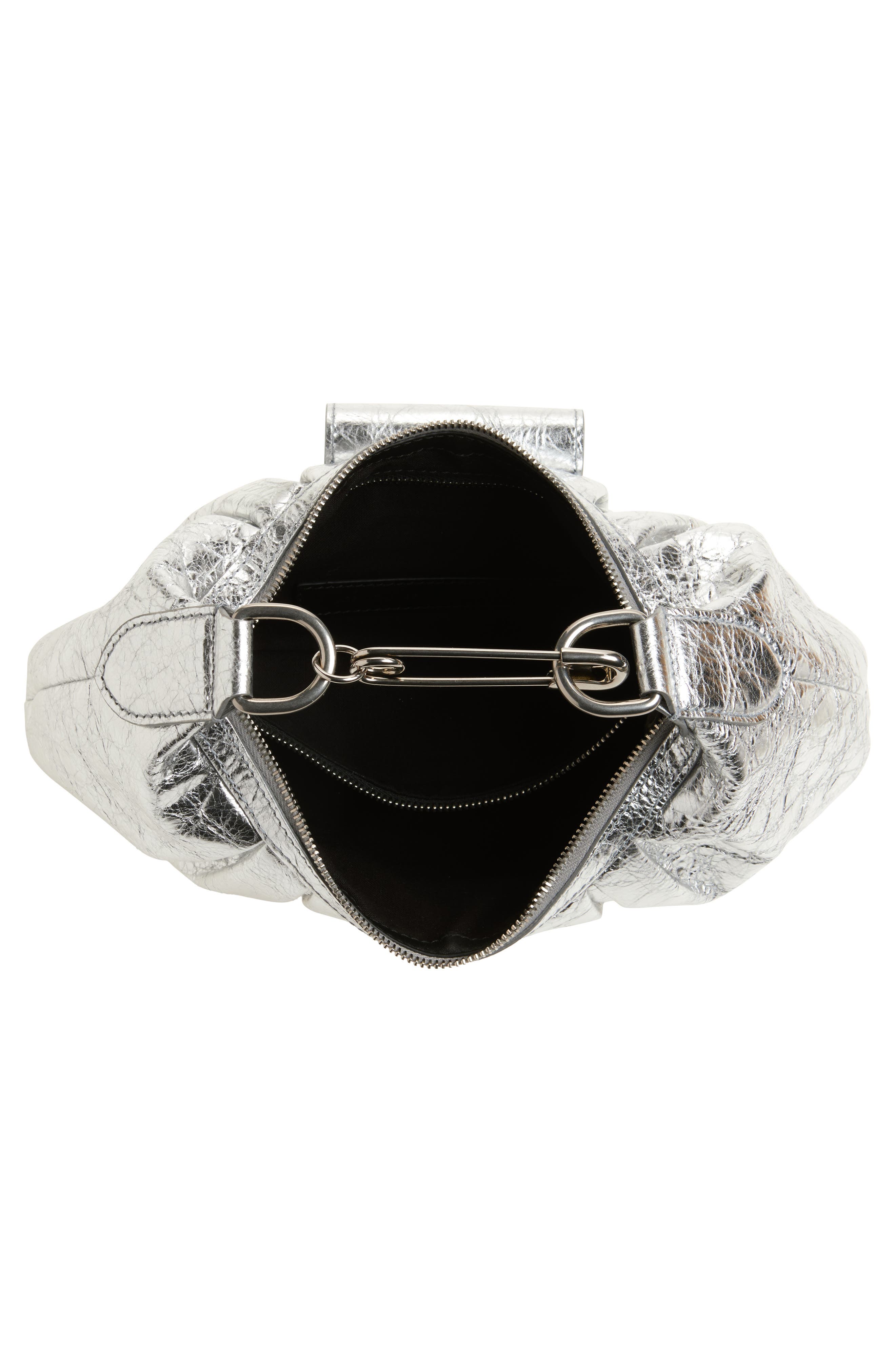 Balenciaga Small Pamela Crinkled Metallic Leather Shoulder Bag, Alternate, color, 8122 Silver