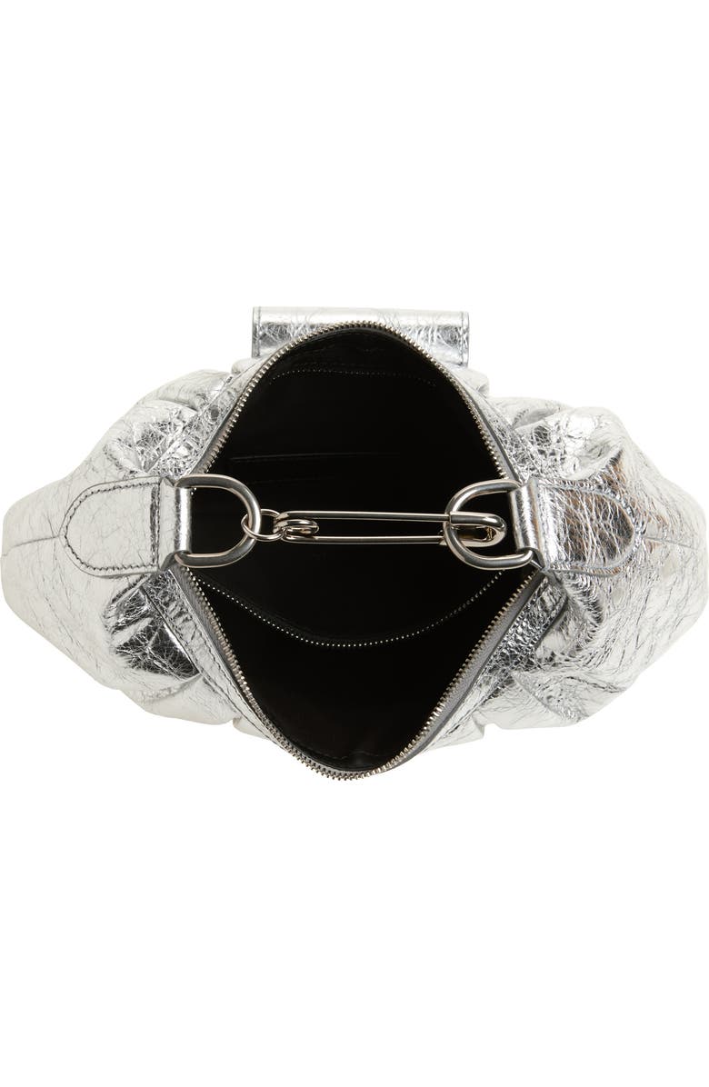 Balenciaga Small Pamela Crinkled Metallic Leather Shoulder Bag, Alternate, color, 8122 Silver