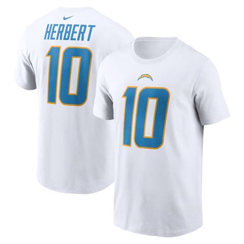 Men's Nike Justin Herbert  White Los Angeles Chargers  Player Name & Number T-Shirt