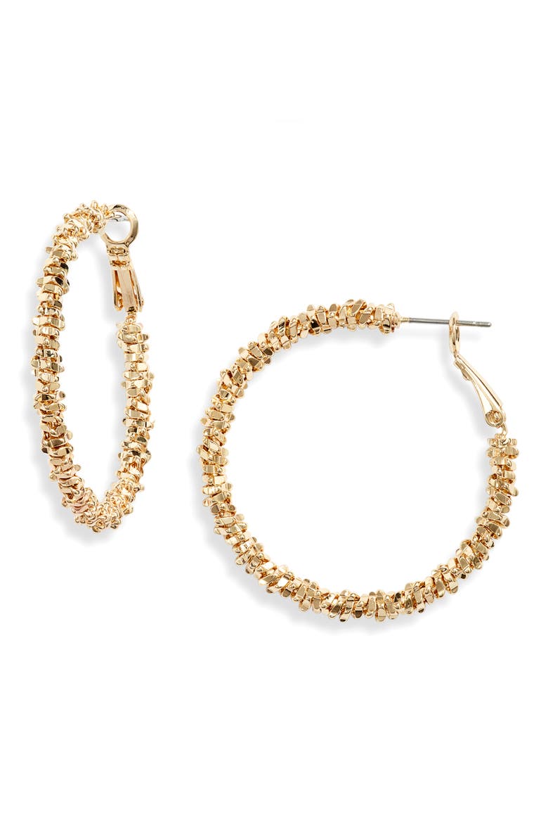 Beaded Hoop Earrings, Main, color, GOLD