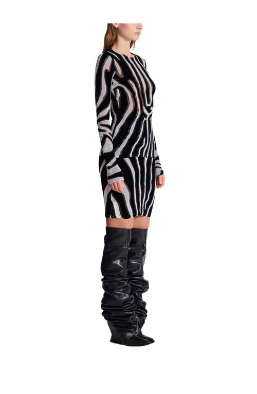 Balmain Zebra-print Velvet Bodycon Top In Black