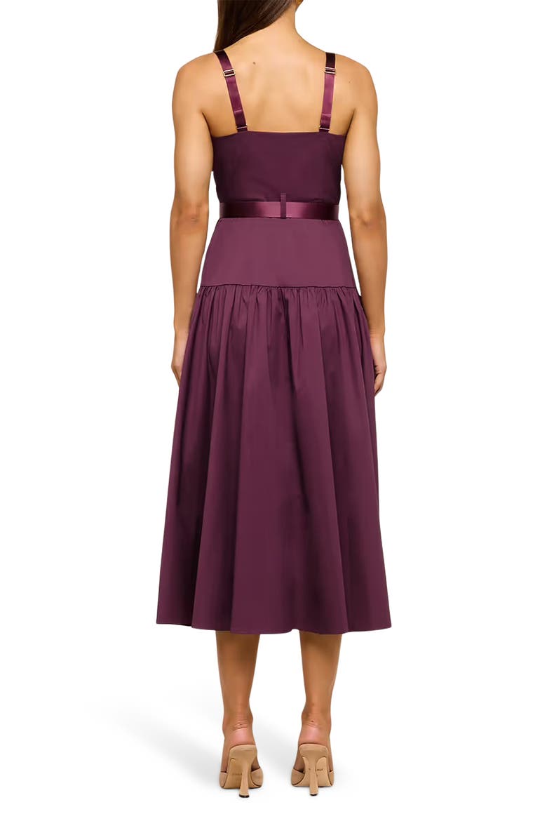 Rima Belted Front Zip Midi Dress, Alternate, color, DEEP SANGRIA