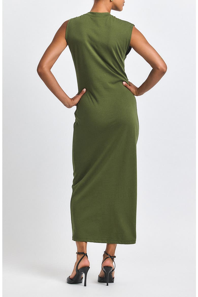 Evelise Embelllished Twist One-Shoulder Cotton Dress, Alternate, color, FATIGUE
