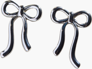 Nickel & Suede Vintage Bow Stud Earrings