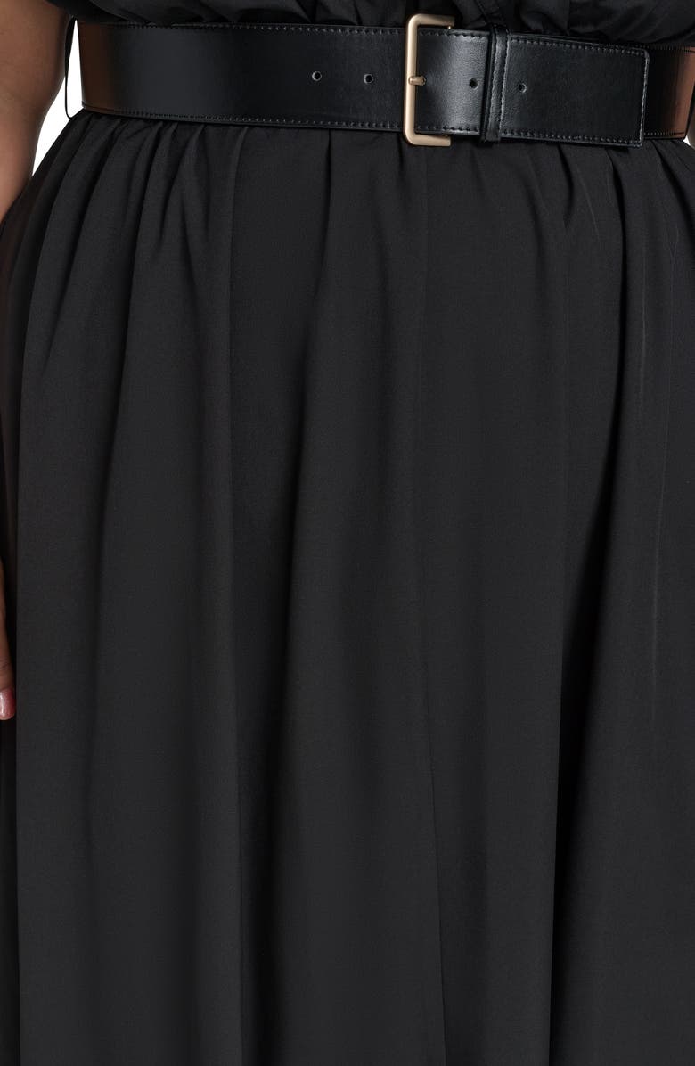 Calvin Klein Comm Belted Midi Shirtdress, Alternate, color, Black