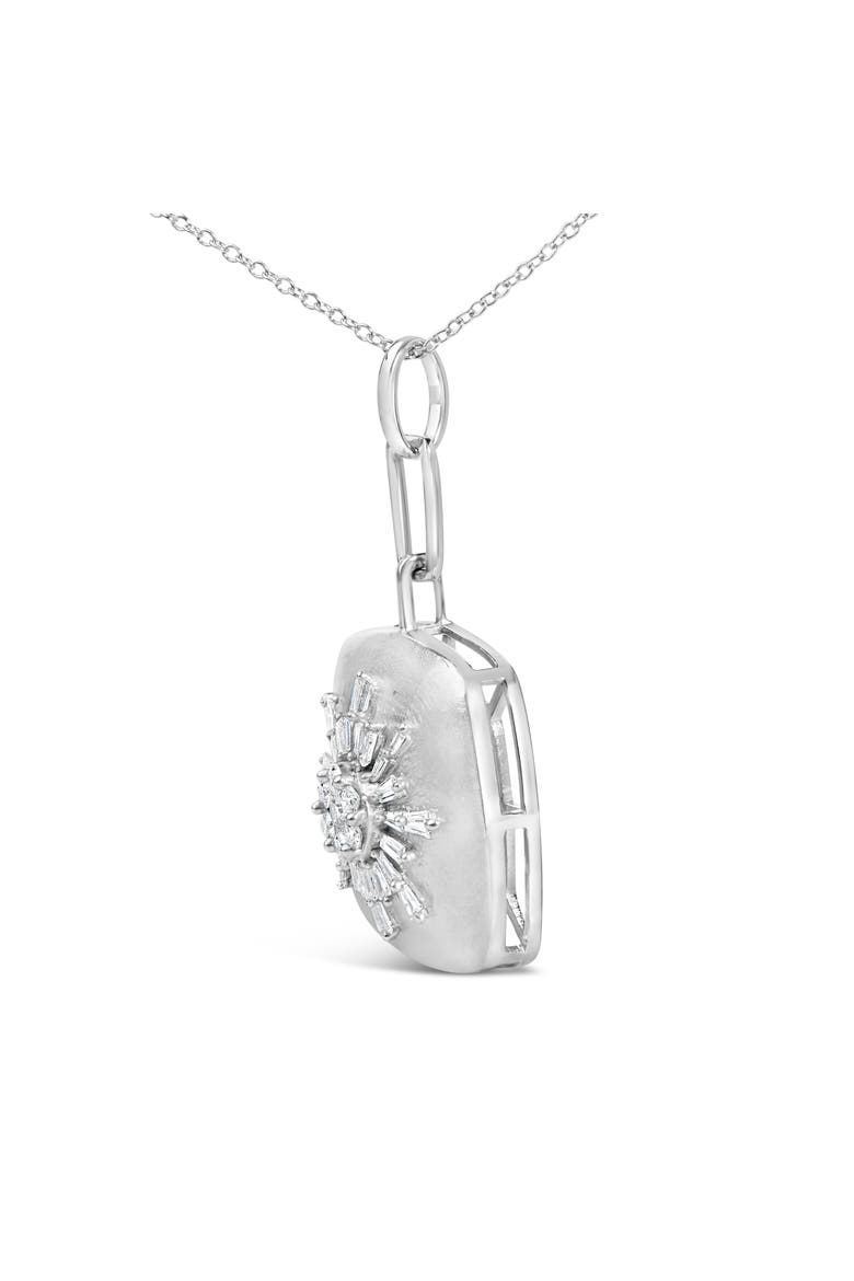 Sterling Silver 1/2 Cttw Diamond Sunburst Medallion Pendant Necklace, Alternate, color, Silver