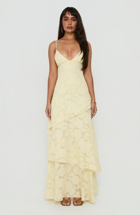 Lyricah Burnout Tiered Maxi Dress