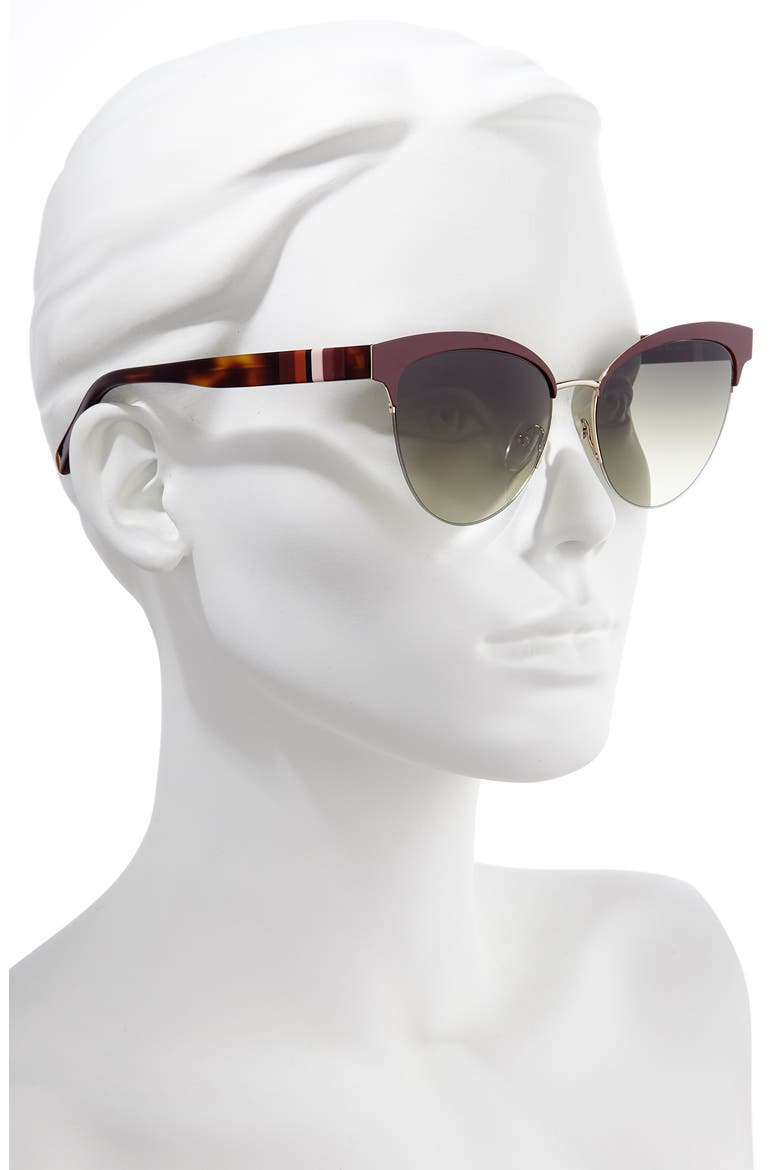 Heritage Stripes 55mm Cat Eye Sunglasses, Alternate, color, WINE