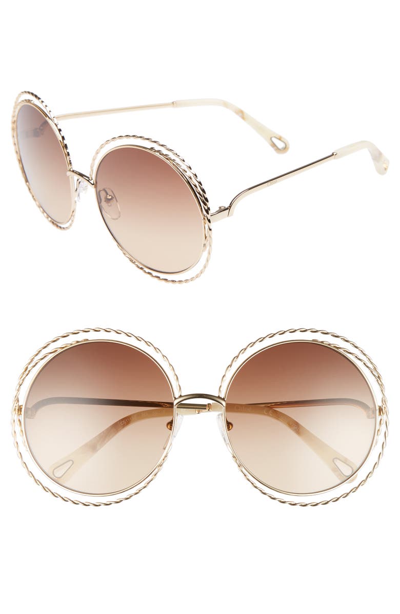Chloé Carlina Torsade 58mm Round Sunglasses, Main, color, 