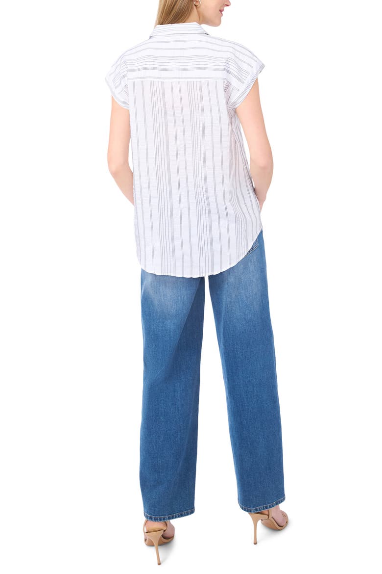 Relaxed Fit Stripe Cap Sleeve Top, Alternate, color, ULTRA WHITE