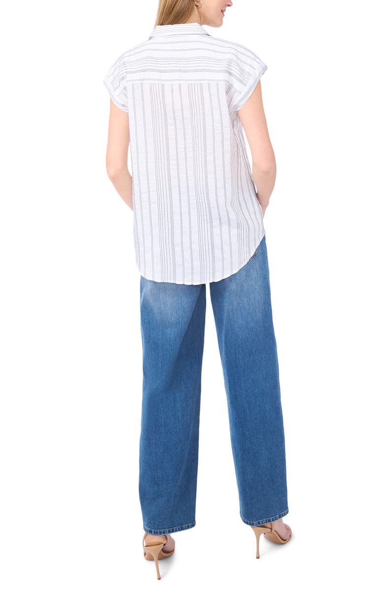 Vince Camuto Relaxed Fit Stripe Cap Sleeve Top, Alternate, color, Ultra White