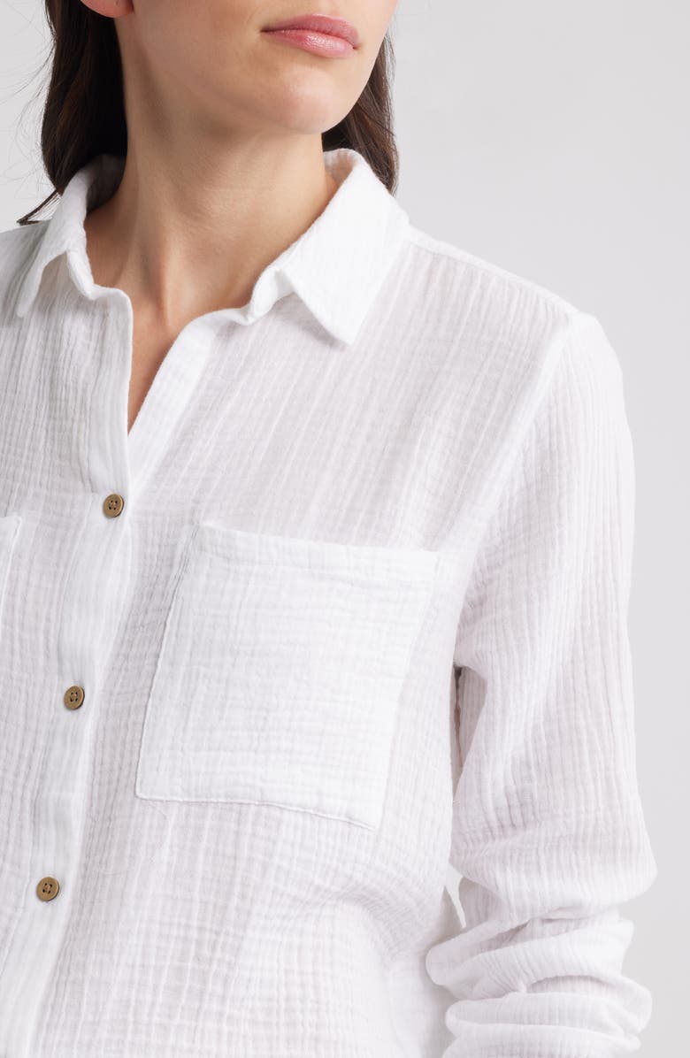 beachlunchlounge Micaela Cotton Button-Up Shirt, Alternate, color, 