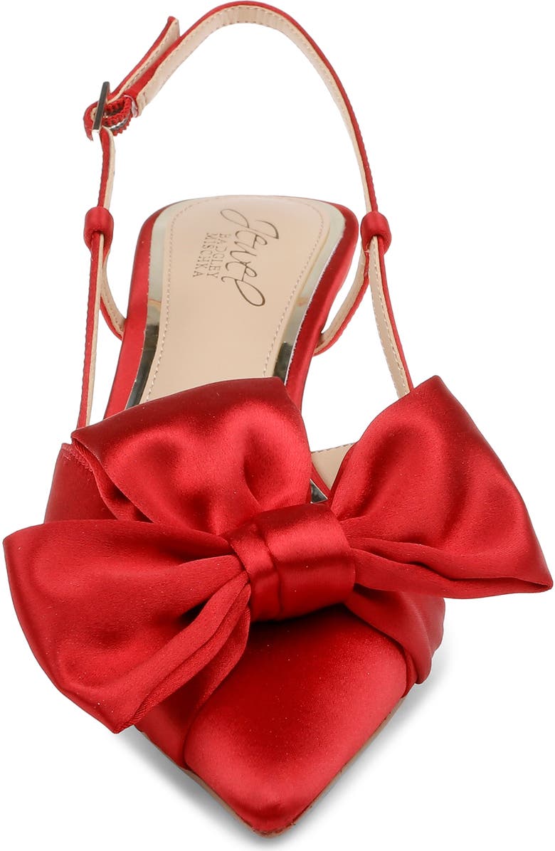 Jewel Badgley Mischka Shoshana Pointed Toe Slingback Pump, Alternate, color, Red Satin