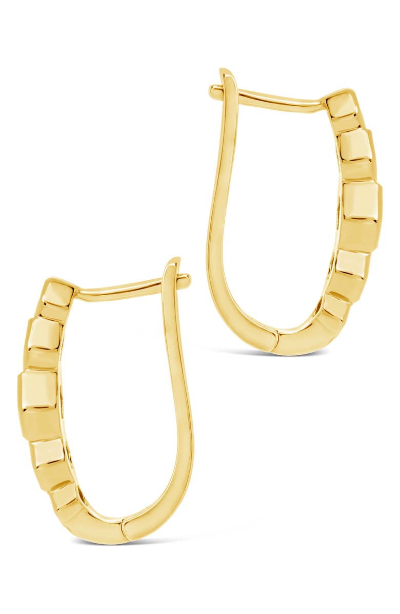 Sterling Forever Gia CZ Latch Hoop Earrings, Alternate, color, Gold