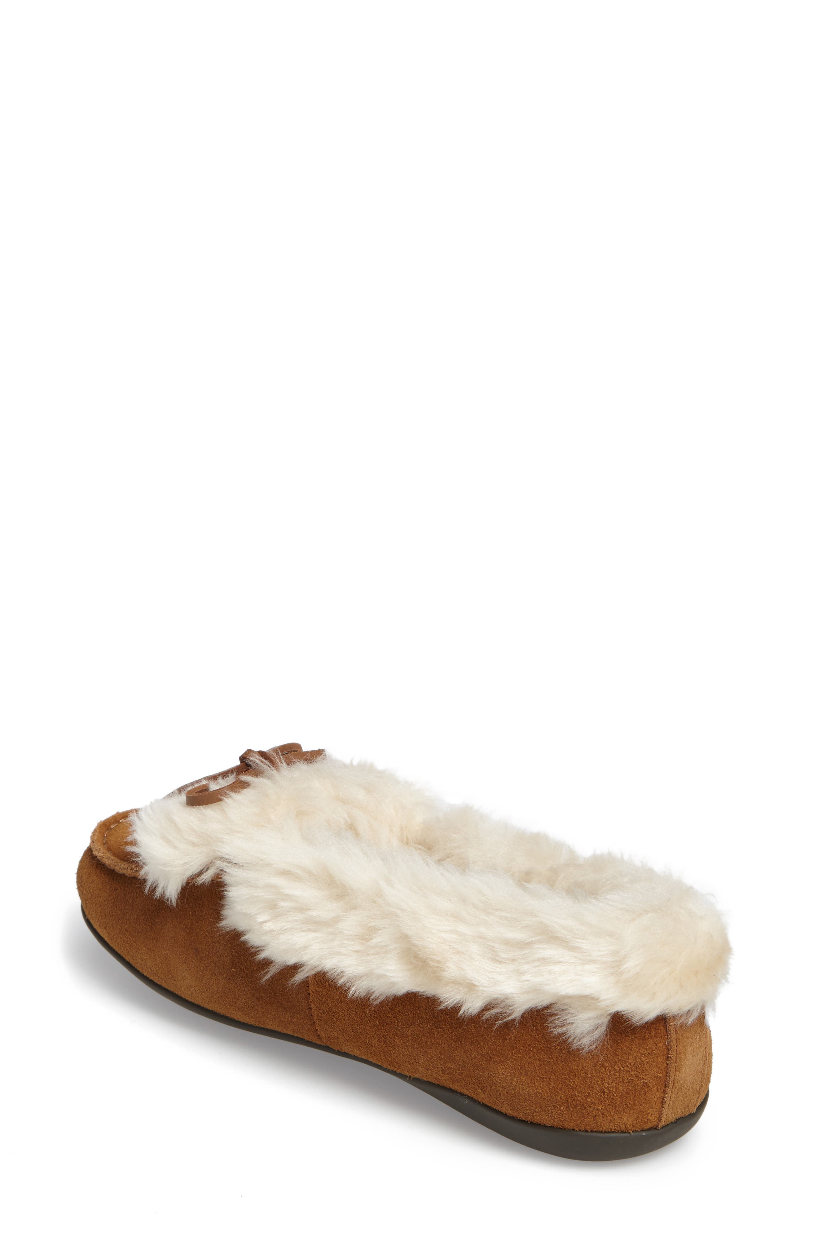 Vionic Juniper Faux Fur Slipper, Alternate, color, CHESTNUT SUEDE