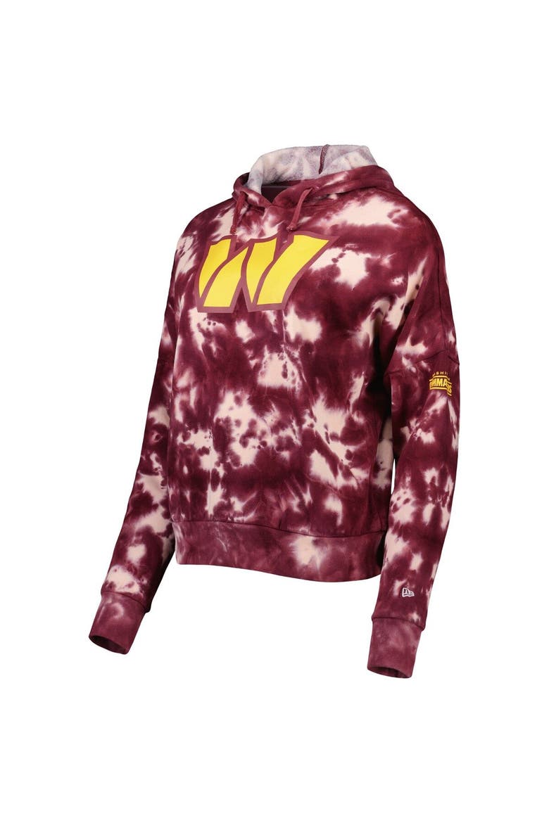 Women's New Era Burgundy Washington Commanders Cloud Dye Fleece Pullover Hoodie, Alternate, color, Burgundy