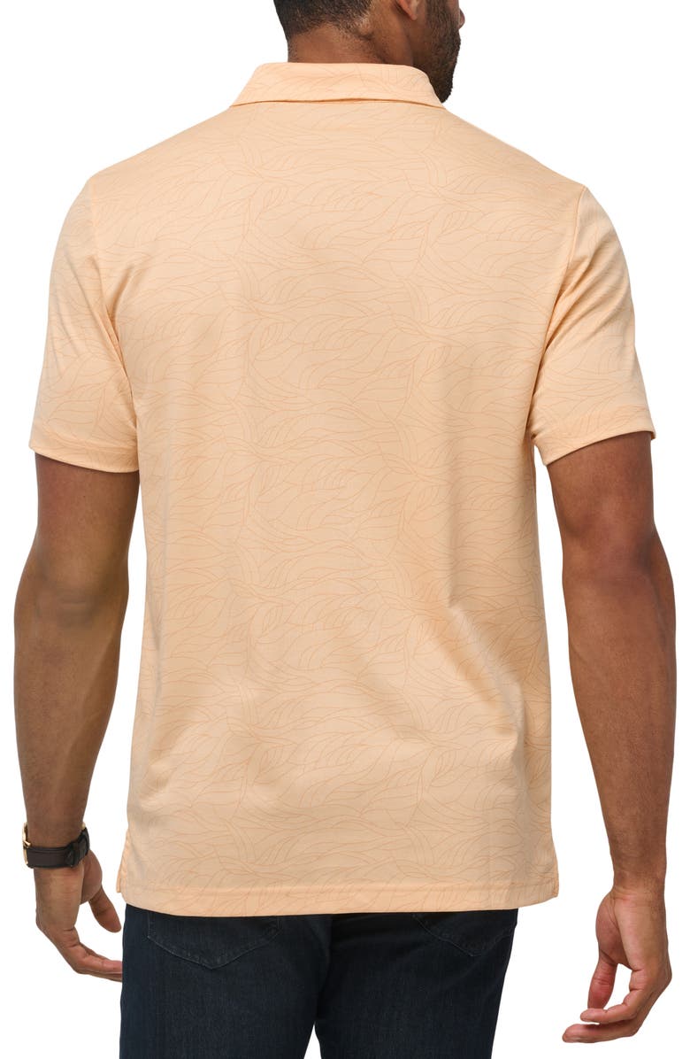 TravisMathew Guiding Light Leaf Print Cotton Blend Polo, Alternate, color, Apricot