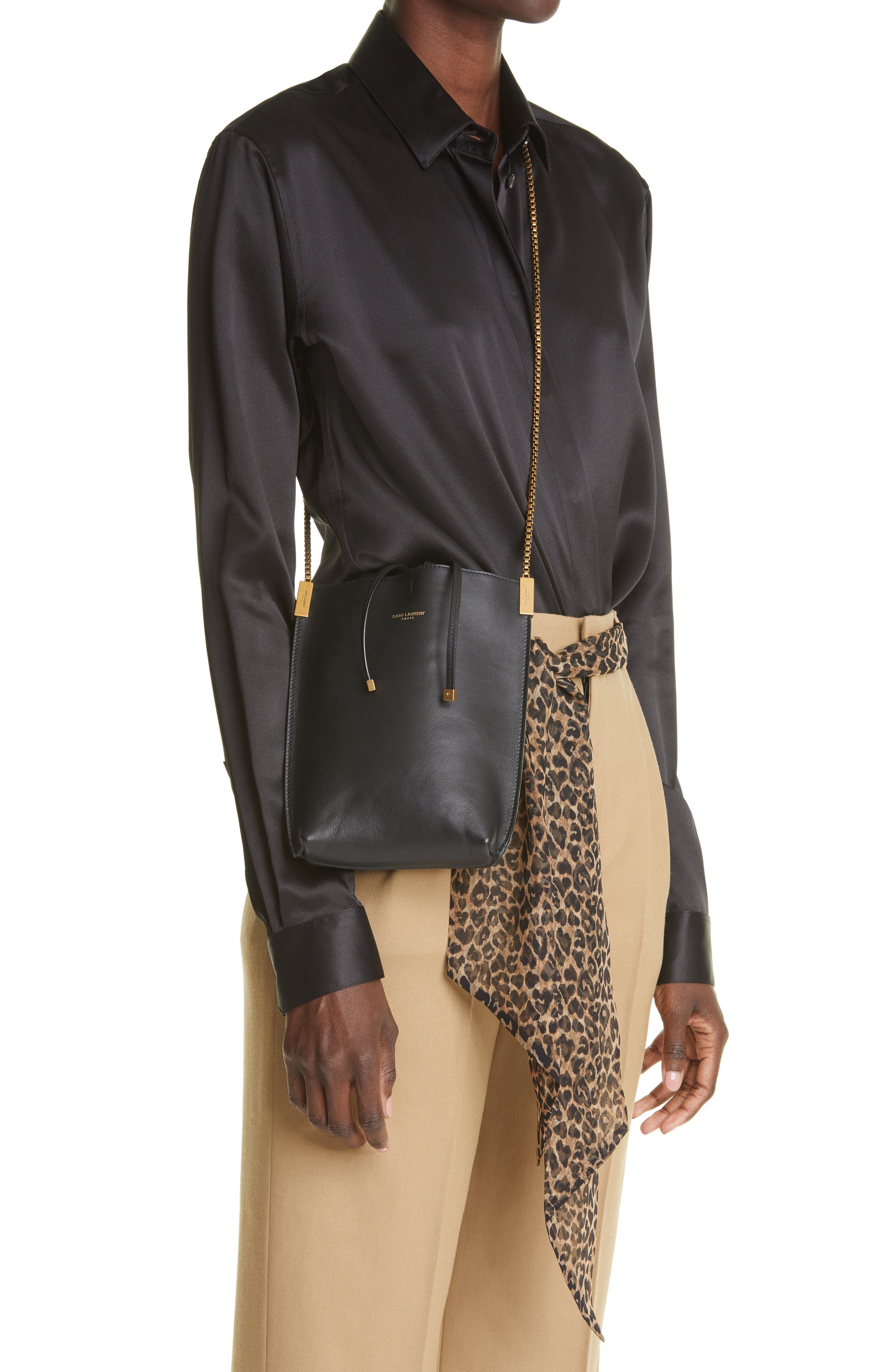 Saint Laurent Mini Suzanne Calfskin Leather Hobo, Alternate, color, 