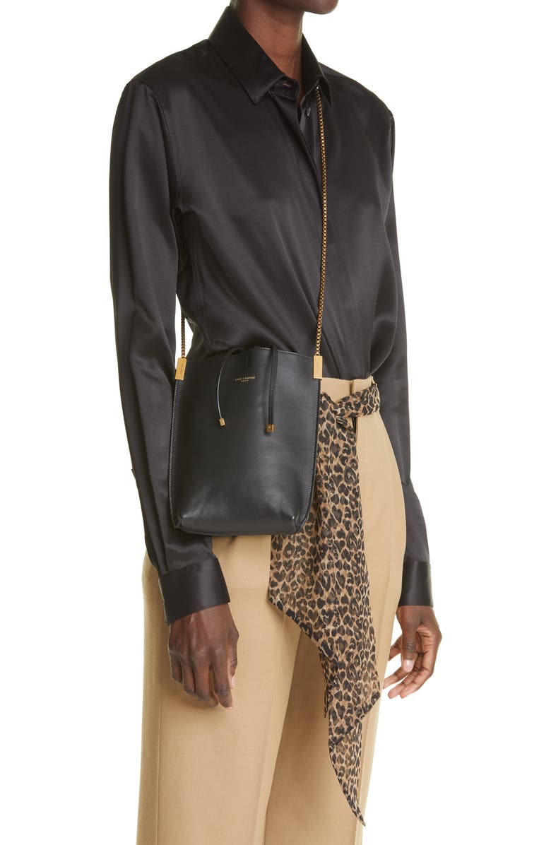 Saint Laurent Mini Suzanne Calfskin Leather Hobo, Alternate, color,