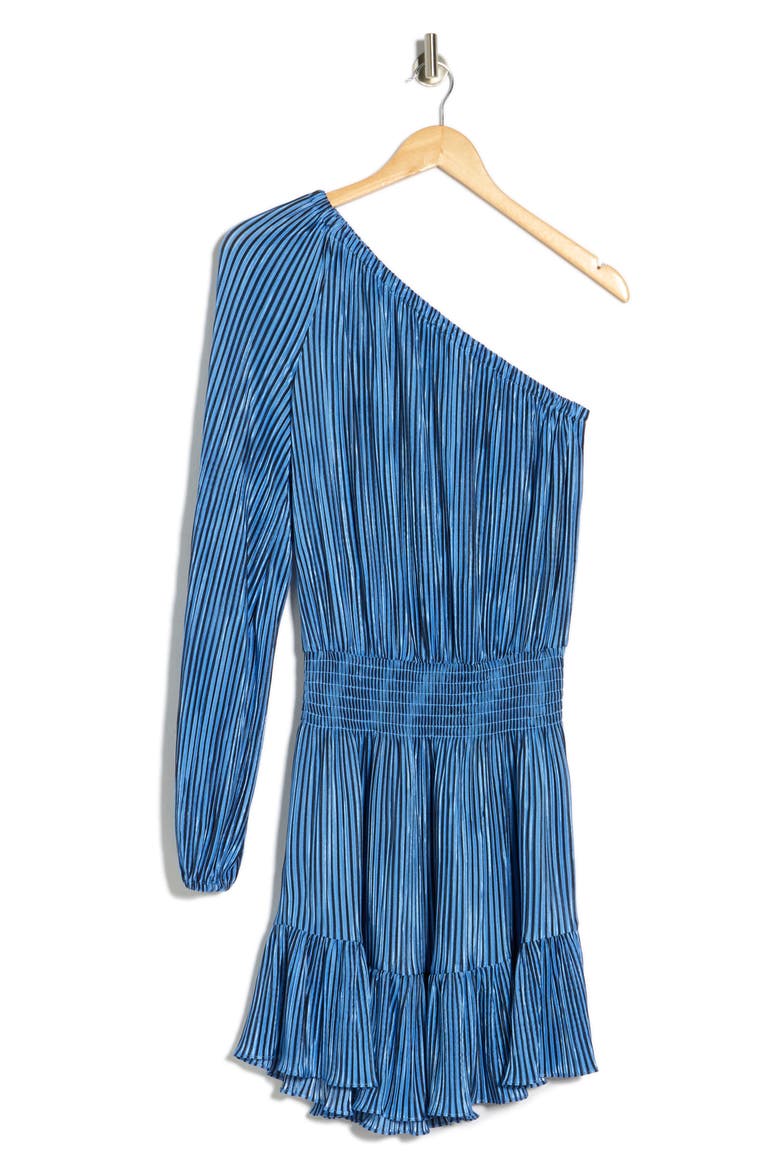 Raashi One-Shoulder Micropleat Minidress, Alternate, color, RIBBON BLUE PLEATED