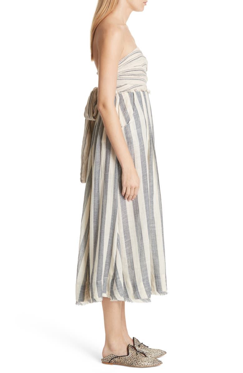 Free People Stripe Me Up Strapless Midi Dress, Alternate, color,