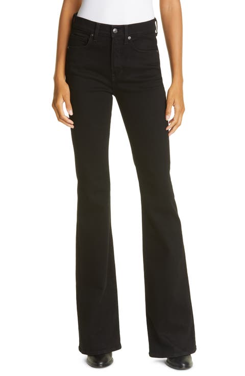Beverly High Waist Skinny Flare Leg Jeans (Onyx)