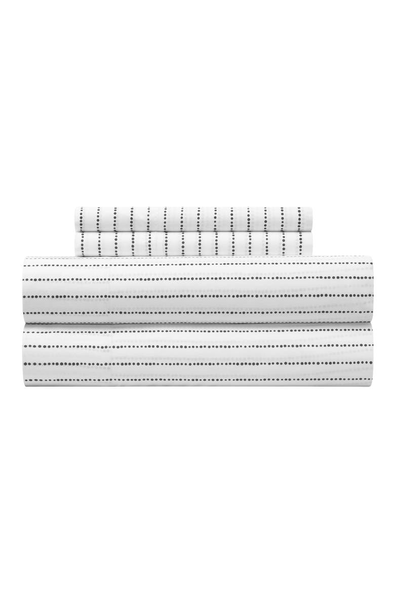 Karley Dotted Stripe Sheet Set - Twin, Main, color, CHARCOAL