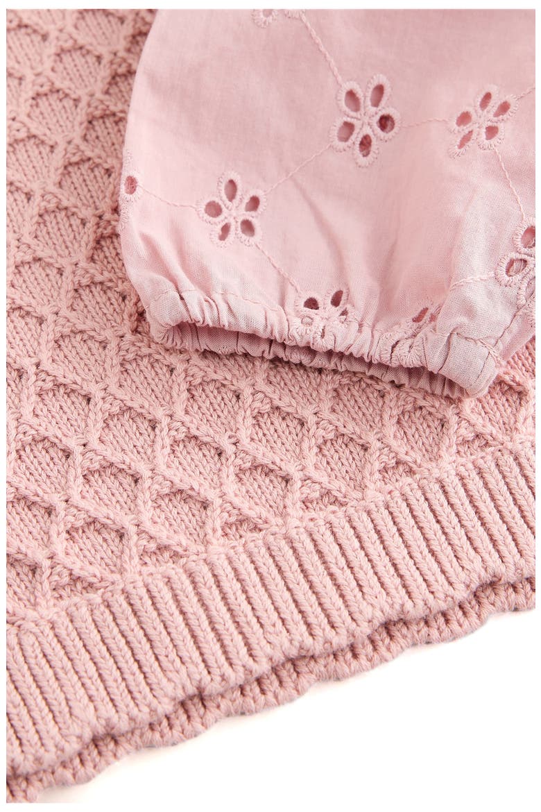 Kids' Mixed Media Cotton Sweater Vest, Alternate, color, PINK