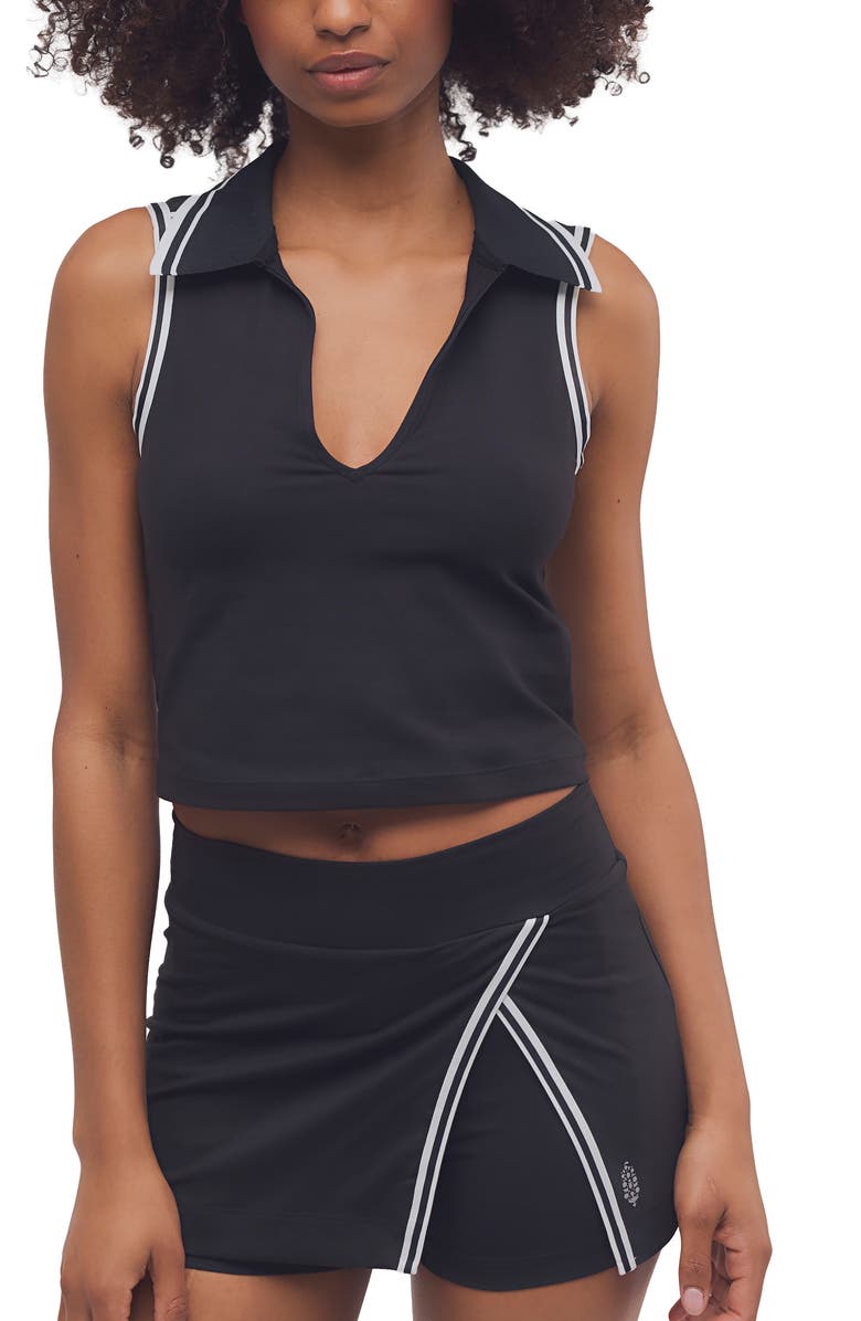 Free People FP Movement Forehand Faux Wrap Skort, Alternate, color, Black