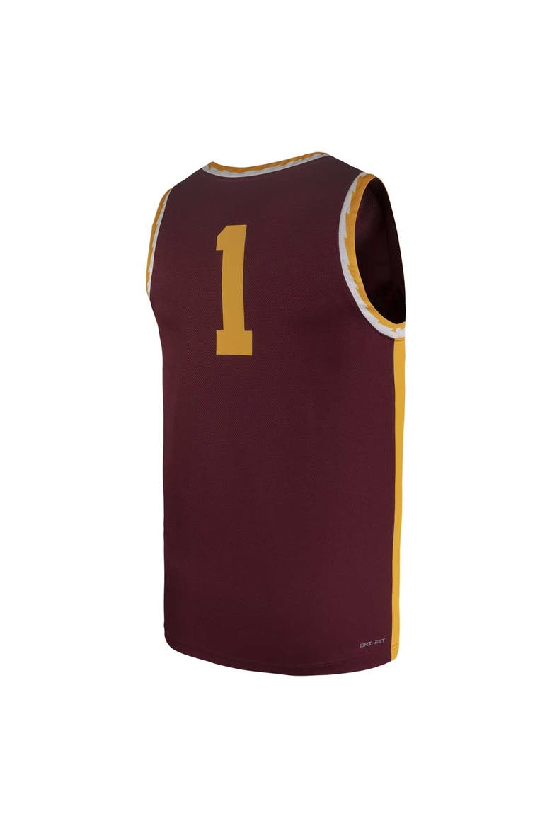 Men's Nike #1 Maroon Minnesota Golden Gophers Team Replica Basketball Jersey, Alternate, color, Maroon