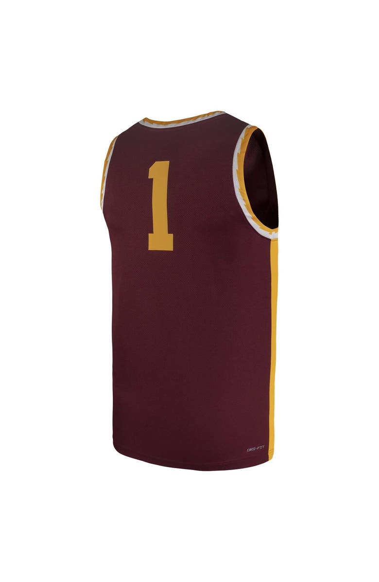 Nike Men's Nike #1 Maroon Minnesota Golden Gophers Team Replica Basketball Jersey, Alternate, color, Maroon