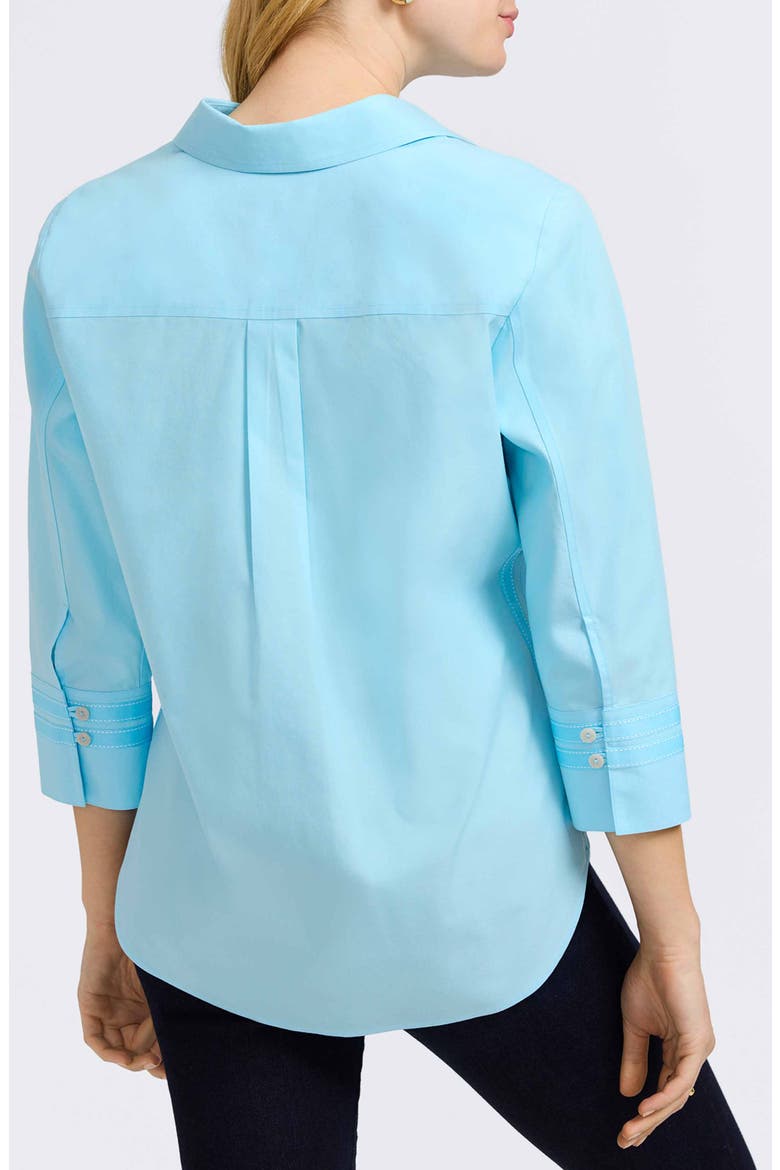 Brooke Grosgrain Trim Button-Up Shirt, Alternate, color, SOFT AQUA