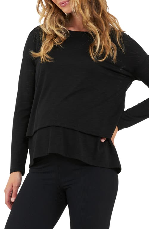 Ripe Maternity Jazmin Long Sleeve Maternity/Nursing Top in Black 